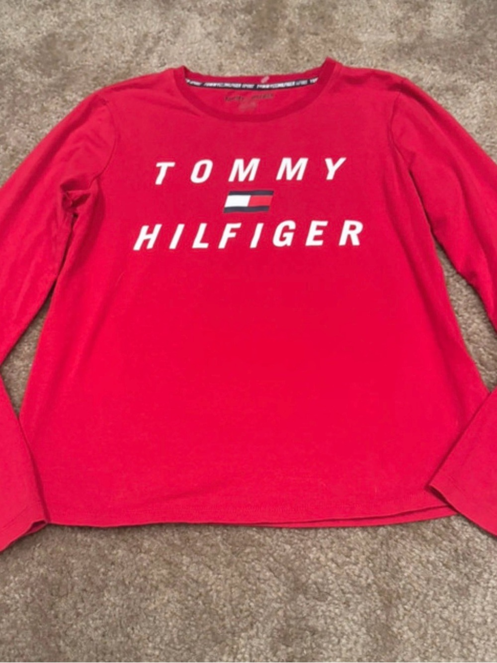 Tommy Hilfiger Women’s Red Long-Sleeve Logo Tee
